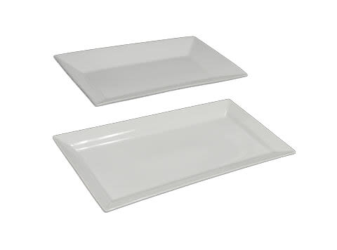 Ceramic White Rectangle Trays 2 - Stuart Event Rentals