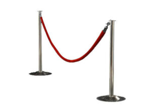 Chrome Stanchion with Red Velour Rope