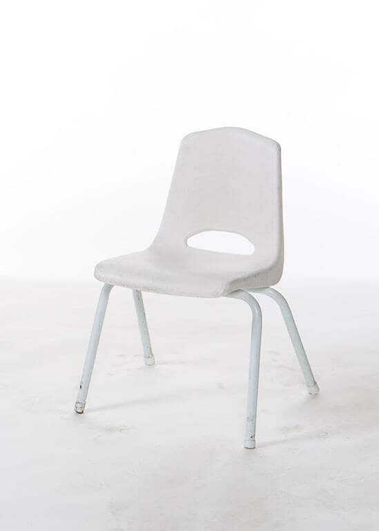 white childrens chair with white legs