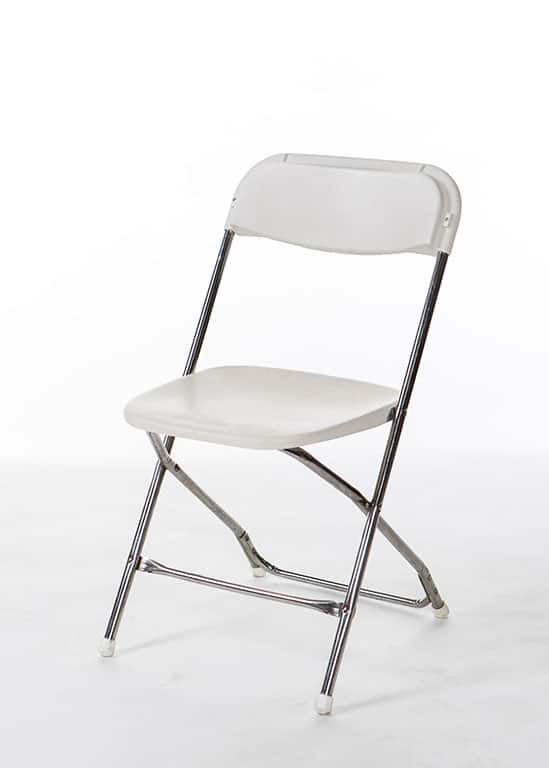 White Chrome Samsonite Chair Stuart Event Rentals