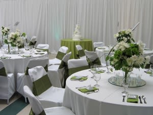 Teen Center Transformed for Green and White Wedding