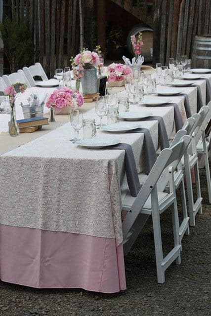 outdoor table setting with pastel colors