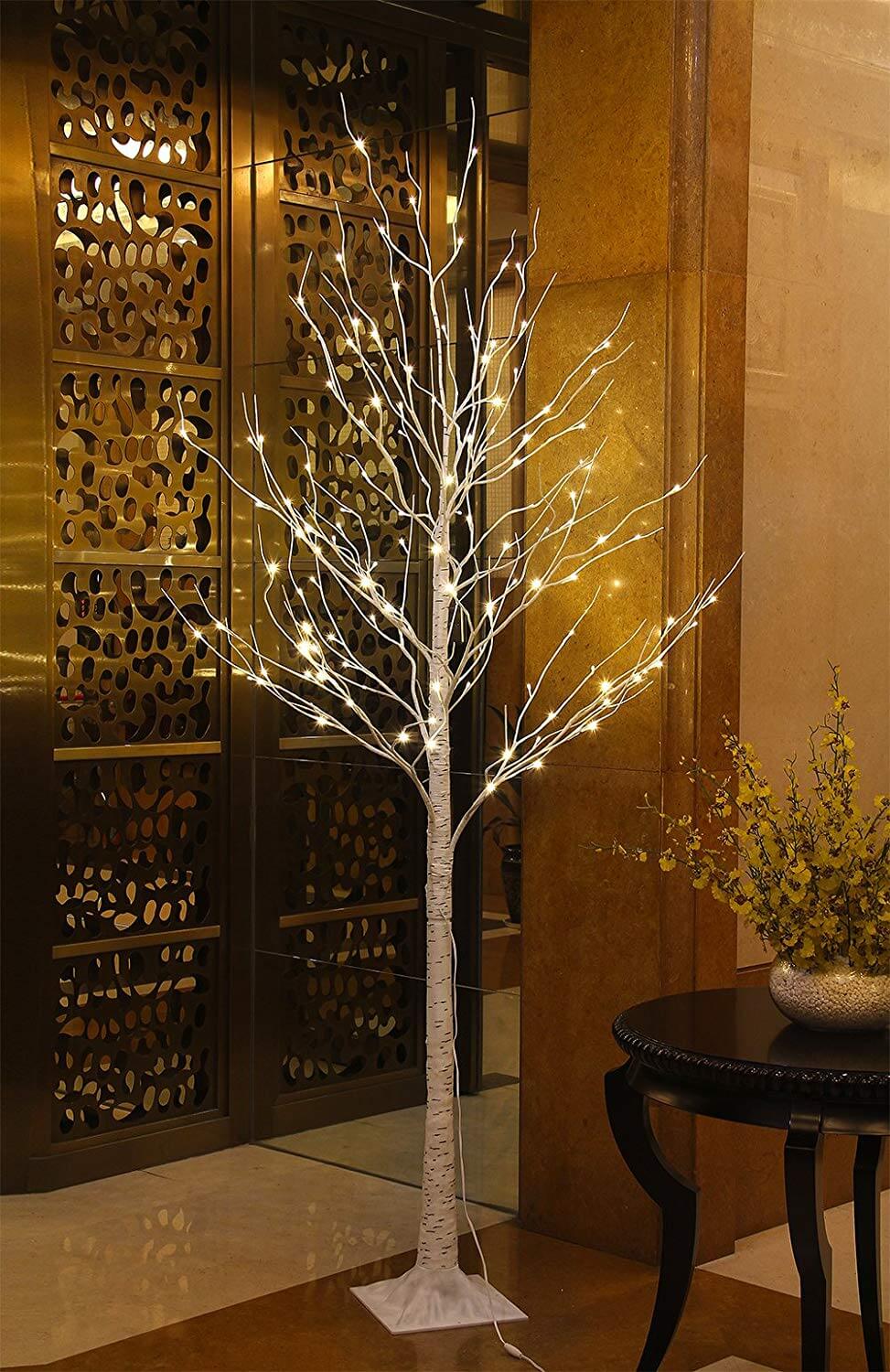 Birch tree with led lights cheap