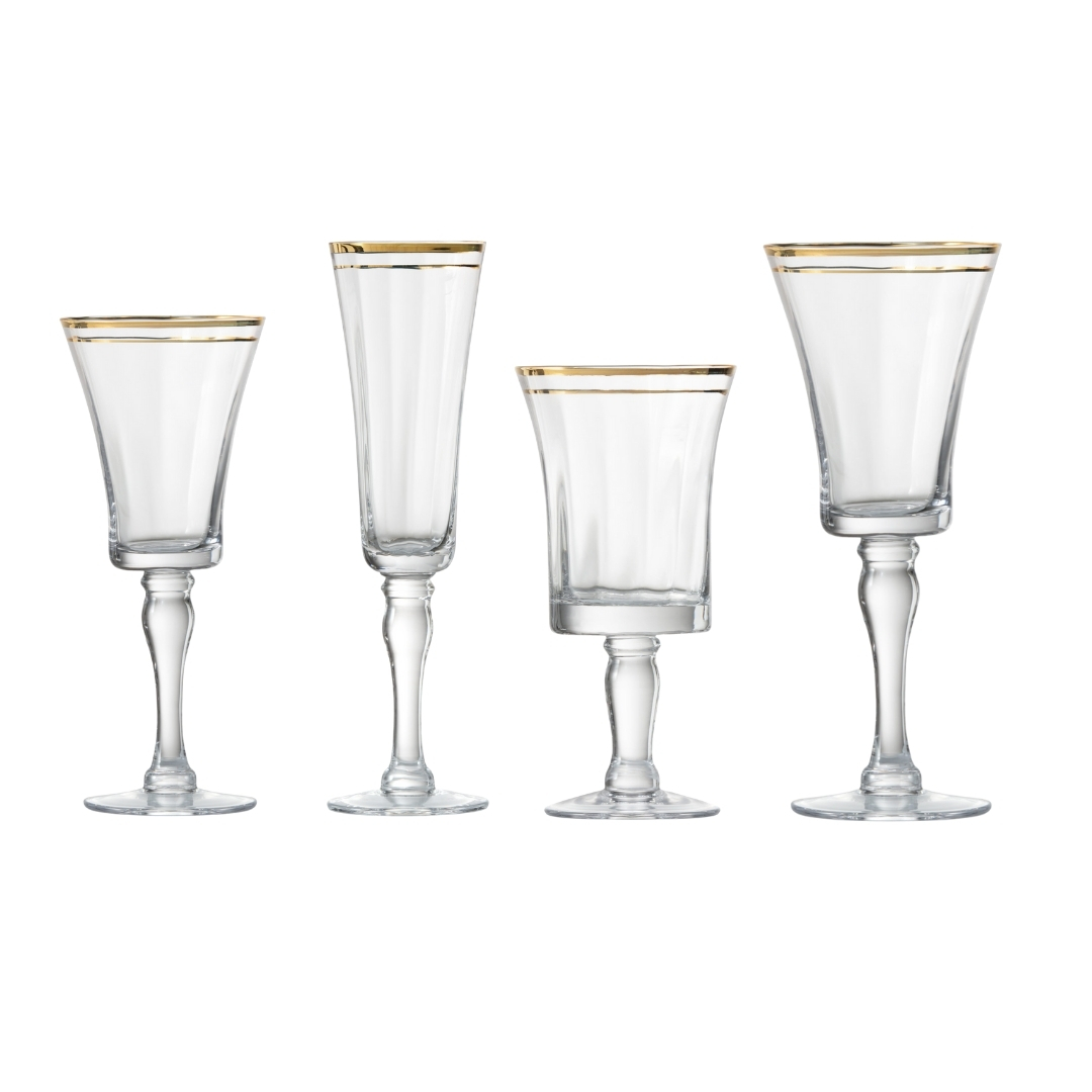 Bella Gold Rim Glassware - Stuart Event Rentals