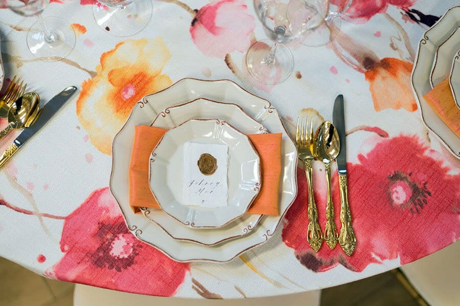 floral theme place setting