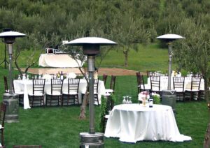 outdoor table settings with heaters
