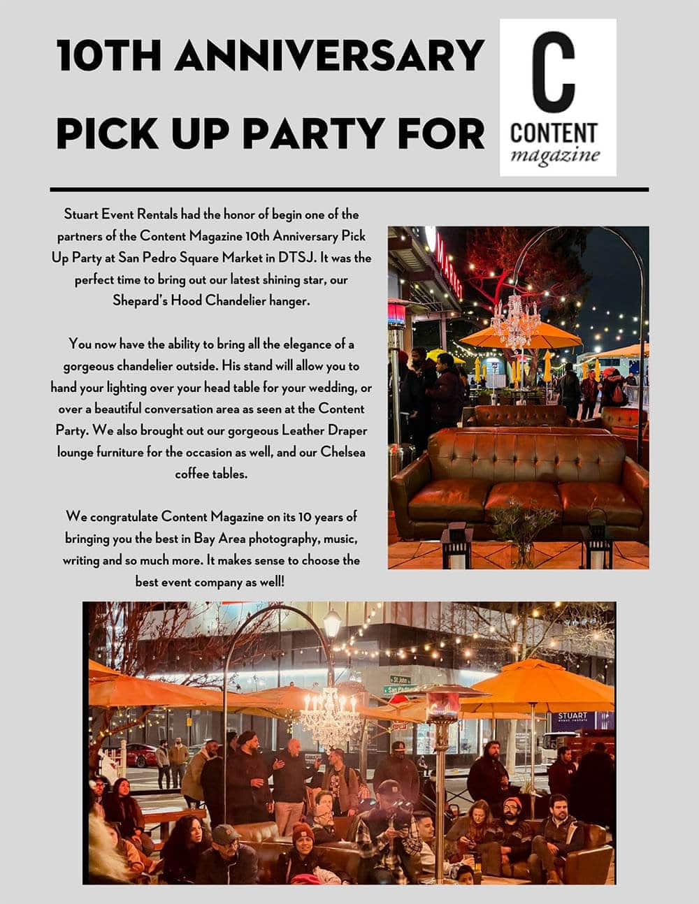 10th anniversary pick up party for content magazine