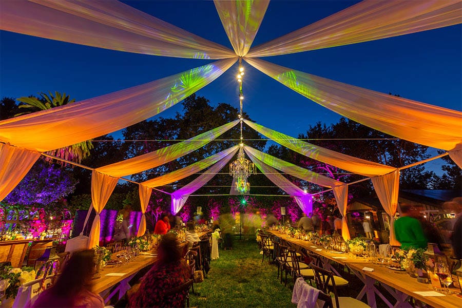 10 party planning tips evening canopy with mood lighting