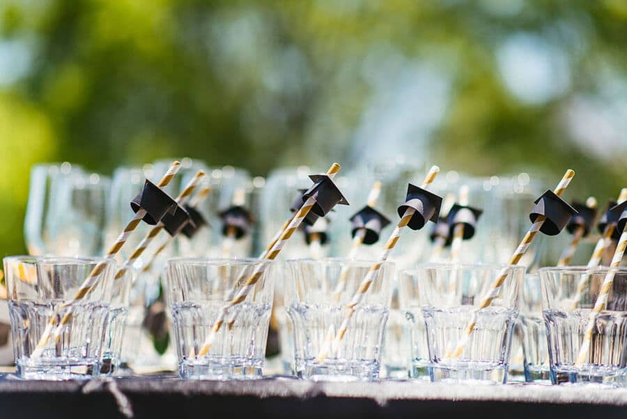 Glassware with Graduation Drink Stirrers graduation party glassware