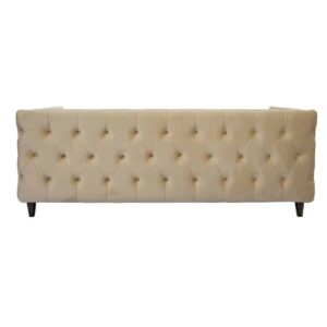 champagne velvet tufted tuxedo style sofa back