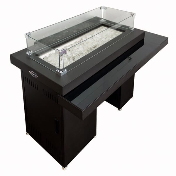 black glass top fire pit table