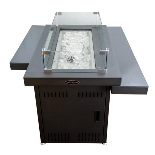 fire pit table black glass top