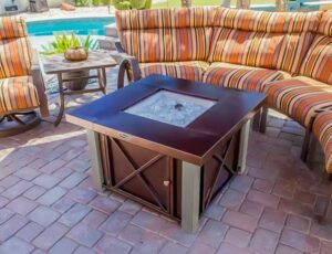 square bronze outdoor fire pit