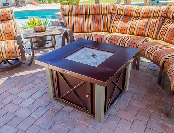 square bronze outdoor fire pit