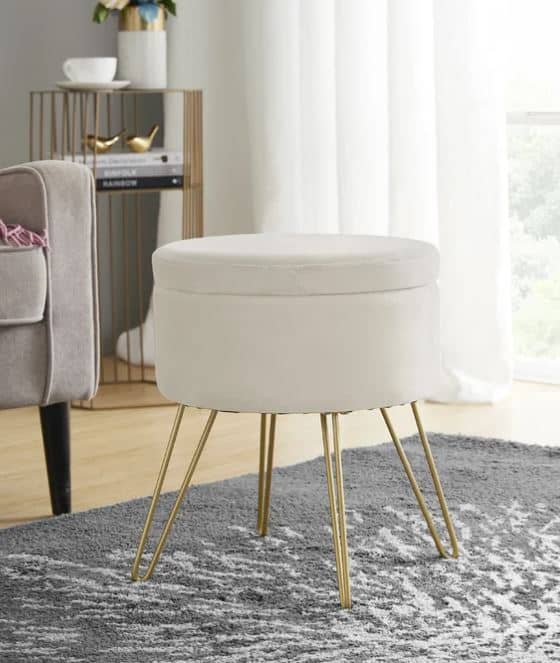 white storage ottoman side table in home