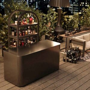 natural red oak bar party setting