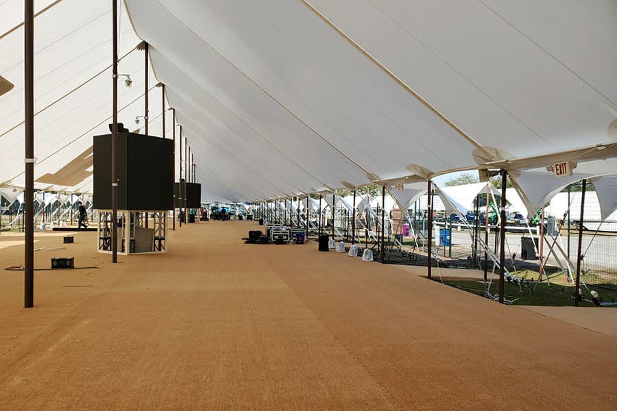 large sailcloth tent interior