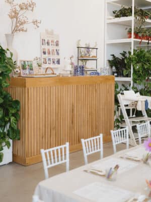 Arcadia Bar arcadia bar wooden slatted event bar plants decor modern furniture