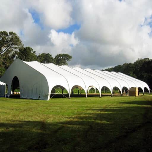 clearspan tent set up on grassy field