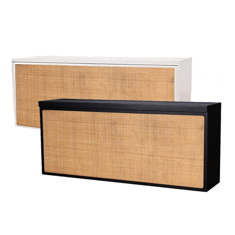 Casablanca bars with a black frame and white frame with a rattan panel insert for a natural look
