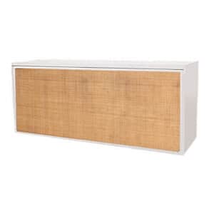 Casablanca bar with a white frame and a rattan panel insert for a natural look