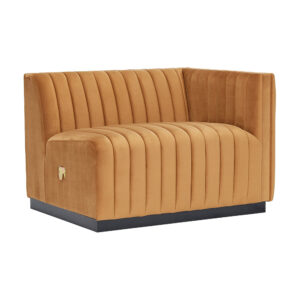 Honey Brown Mansfield Velvet Sectional Left Arm