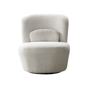 Neko Swivel Chair White Boucle Fabric