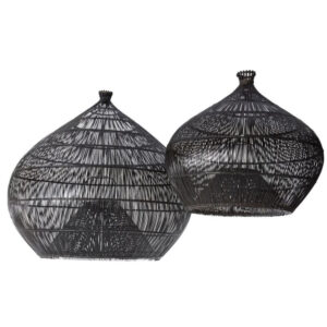 Black wicker orbital pendent chandelier