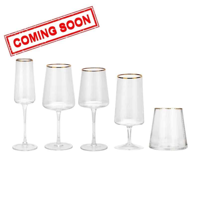 Modern Gold Rim Ribbed Glassware