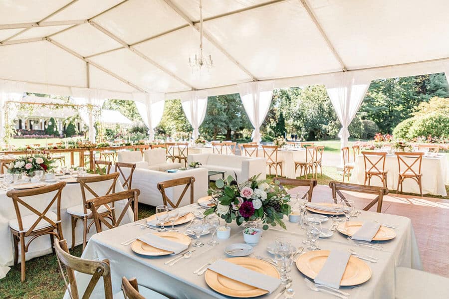 linens and draping rentals for wedding and outdoor events under tent