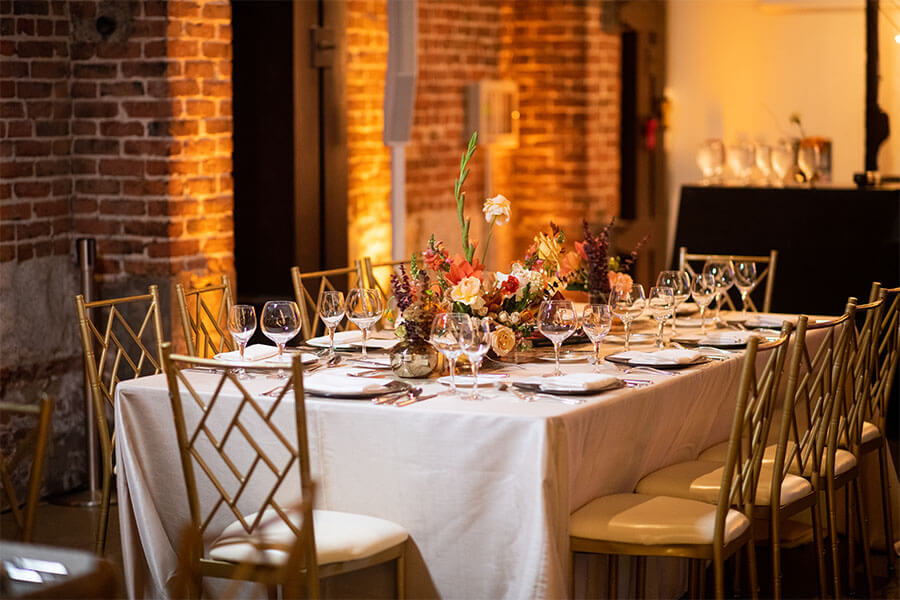 elegant indoor rectangular table setting