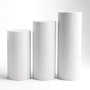 Round Ribbed Pedestal White